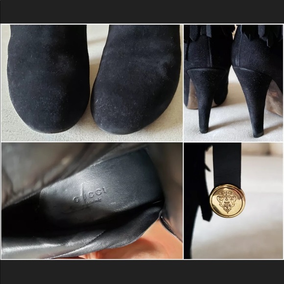 Gucci Devendra Fringe Studded Mid Calf Black Boots - Picture 5 of 8